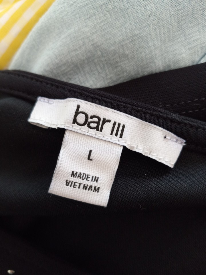 Bar III Top Shirt Women's Size Large Black Studs Long Sleeve Knit