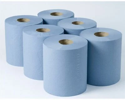 DELISUPPLIES 6x Premium 2ply Blue Centre Feed Rolls 150m Smooth Best Quality