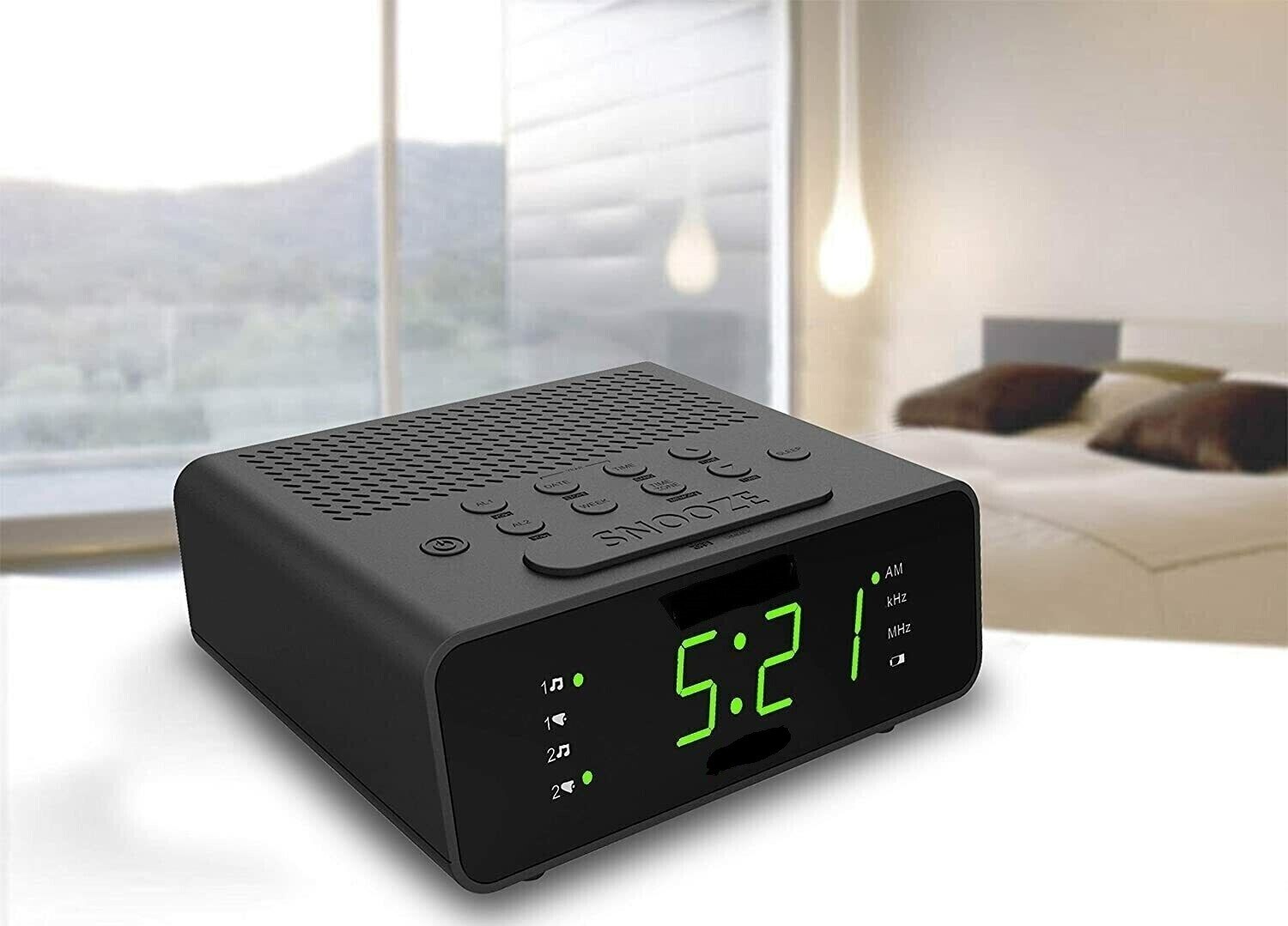 Alarm Clock Radio with AM/FM Radio Dimmer Sleep Timer Brand New, Black ...