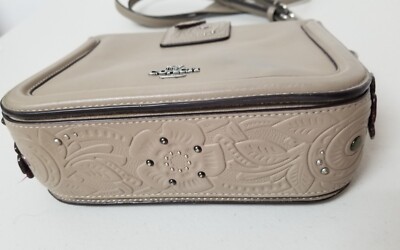 Auth COACH #12588 Page Crossbody With Painted Tea Rose Tooling