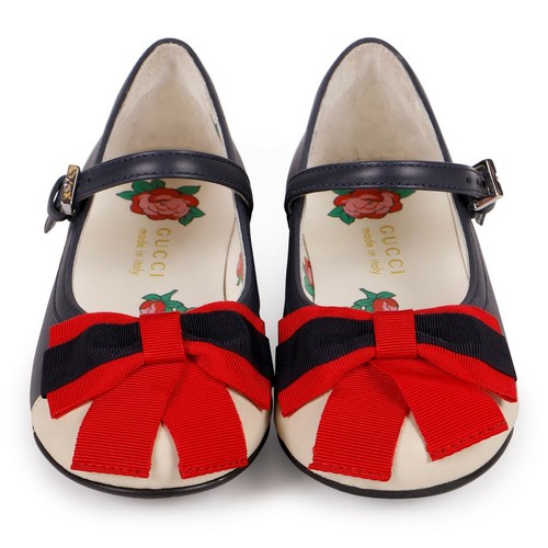 NIB NEW Gucci Girls blue white red web bow ballet flats shoes 20 26 27 552945 - Picture 7 of 7