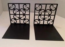 Black Scroll Desig Bookends - Classic   Book Ends for Shelves