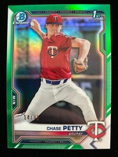 2021 Bowman Chrome Draft CHASE PETTY 1st Rookie GREEN REFRACTOR #/99 Reds RC SP