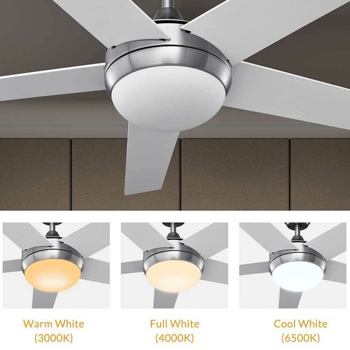 Ventilatore da Soffitto 5 Pale Legno con Lampada Luce LED e Telecomando 132cm - Foto 3 di 5