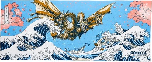 Japanese tenugui Godzilla Print Tenugui　Fuji King　Ghidorah MADE IN JAPAN