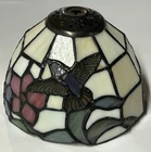 VTG Tiffany Style Stained Glass Floral Lamp Shade Hummingbirds & Flowers 5.5”