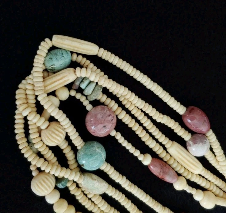 Collar Talbots Marfil Torsade Rodonita Prehnita 17 Pulgadas Foto 4 de 4