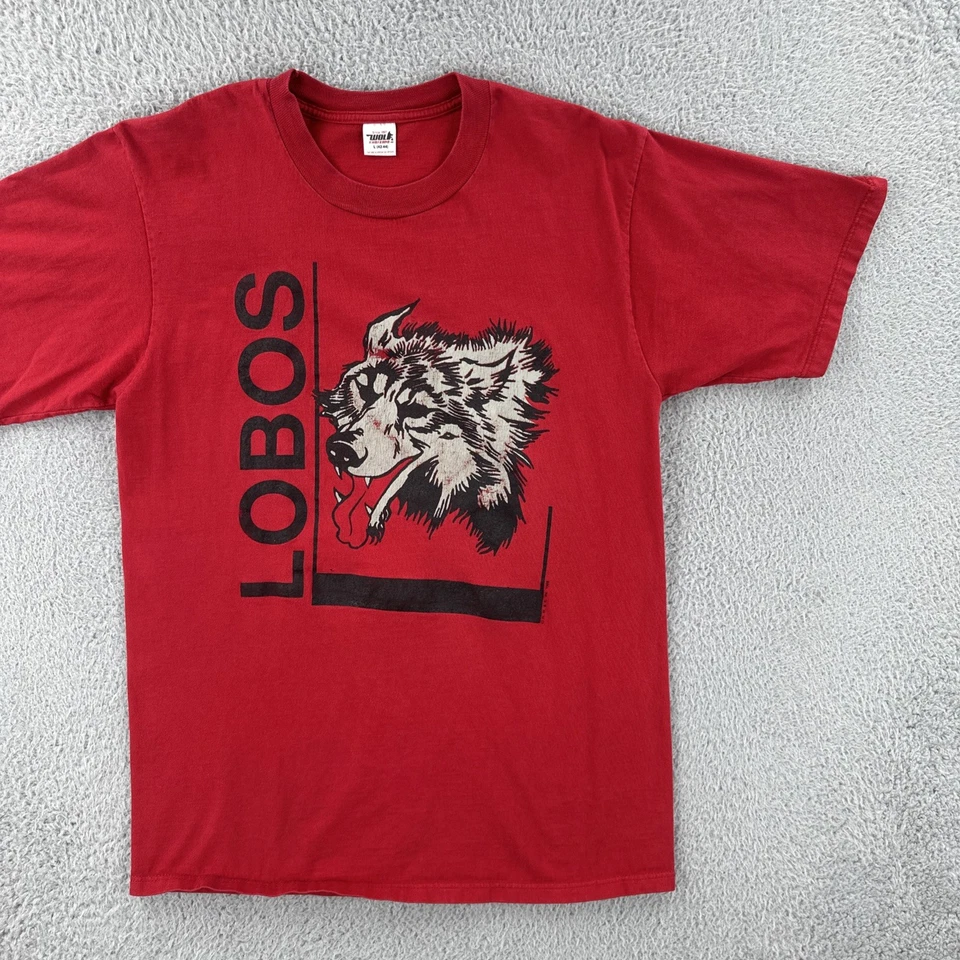 Camiseta roja grande V H. Wolf & Sons para hombre UNM Universidad de Nuevo México Lobos 1988 Foto 2 de 4