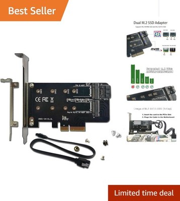 Dual Interface M.2 PCIe Adapter for NVMe & SATA SSD - 2280, 2260 Sizes Supported
