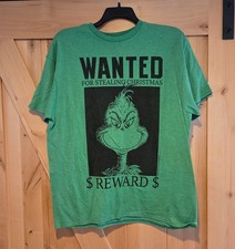 Dr. Seuss The Grinch "Wanted for Stealing Christmas Reward" T-Shirt Men's XL