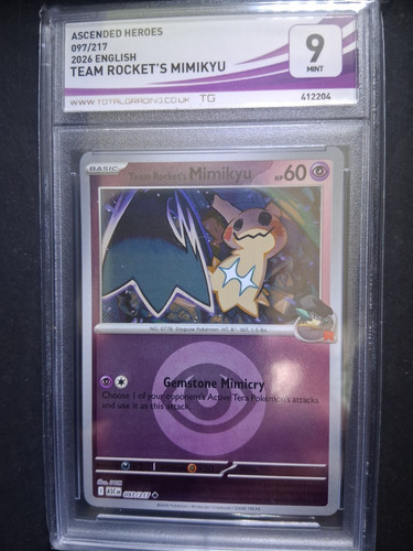 Pokémon Team Rocket's Mimikyu 2026 English Ascended Heroes card in slab - Mint 9