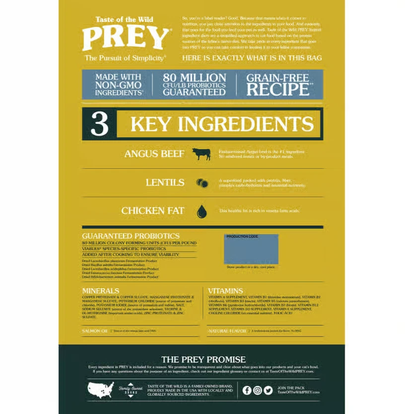Taste of the Wild PREY Angus Beef Ingrediente Limitado Receta Comida Seca para Gatos 15 lb Foto 2 de 3