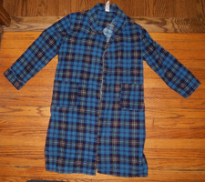 Vintage 60s McKenzie Imperial Blue Plaid Men  s Bath Robe Large Grandpacore