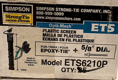 5 Simpson Strong-Tie EPOXY-TIE - ETS6210P - Adhesive Opti-Mesh - 5/8'' x 10''