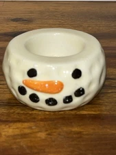 Christmas Ceramic Snowman Candle Holder Winter Holidays By Bella Casa Ganz