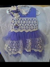 Girls Purple Lace Tulle Party Dress with Floral Appliqu  0136 