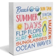 Country Summer Wood Box Sign, Summer Days Decor, Rustic, Home, Shelf, Table