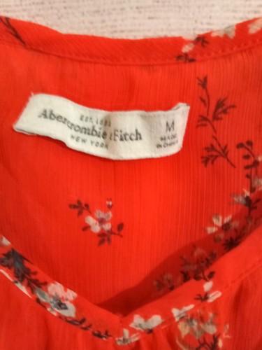 Abercrombie & Fitch Red Floral Babydoll Camisole Women's medium Sheer Top Shirt - Picture 2 of 3