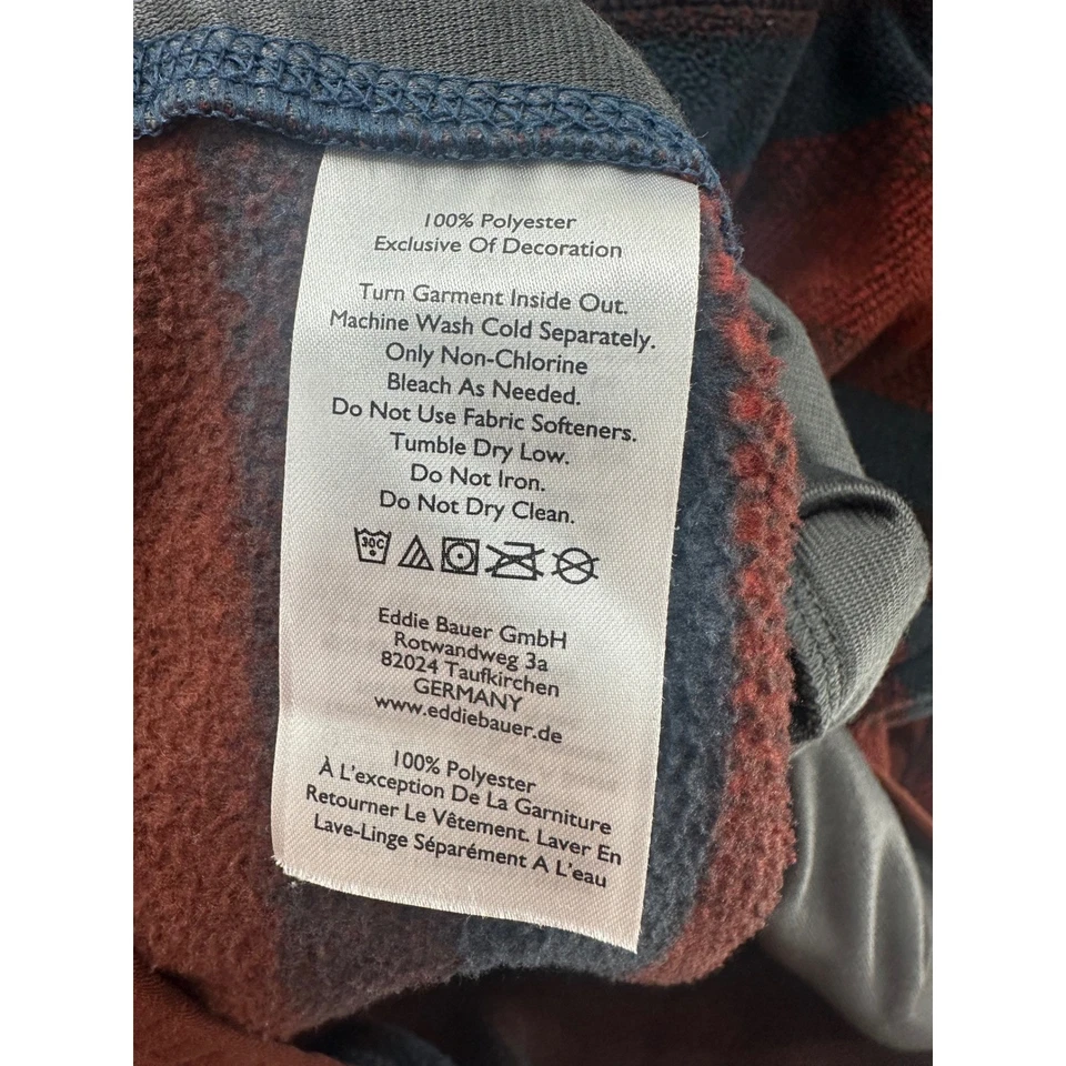 Sudadera Pullover Eddie Bauer Para Hombre Polar Azul Rojo Rayas Cuello A Presión L Foto 4 de 4
