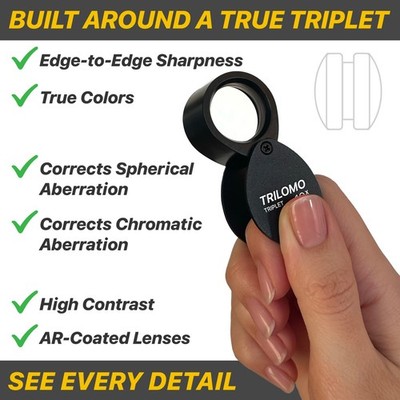 TRILOMO (ex BelOMO) 10x Triplet Loupe Magnifier. Black Egg. 21mm