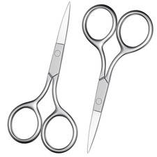 Professional 2Pcs Eyebrow  Nose Hair Scissors, Stainless Steel Precision Trimme