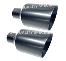PAIR Polished Exhaust Tip Double Wall 3" Inlet - 5" Outlet - 9" Long Tips Set