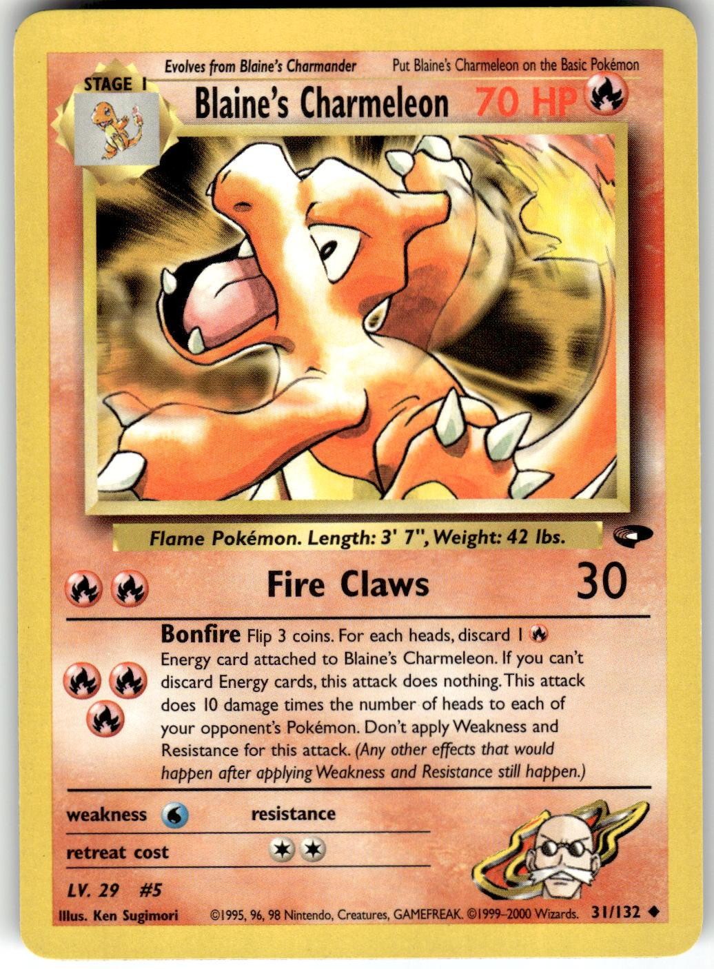 Blaine's Charmeleon 31/132 Gym Challenge Pokemon NM Fast Ship