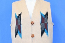 vintage 80s ORTEGAS CHIMAYO NEW MEXICO WOOL HAND WOVEN SWEATER VEST WOMEN'S M