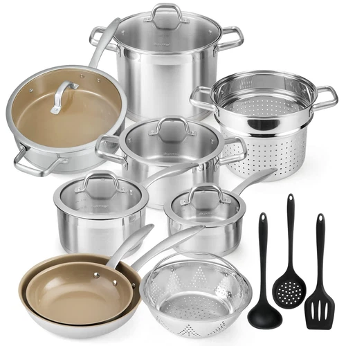 DuxTop 17PC Stainless Steel Professional Cookware Set SSCC-17PC - Brown
