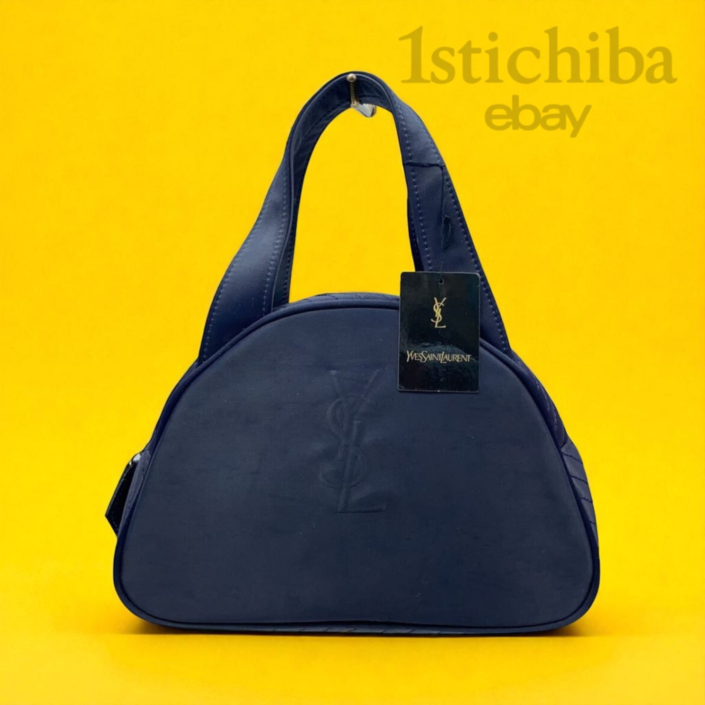 Borsa tote Yves Saint Laurent YSL logo colore navy usata