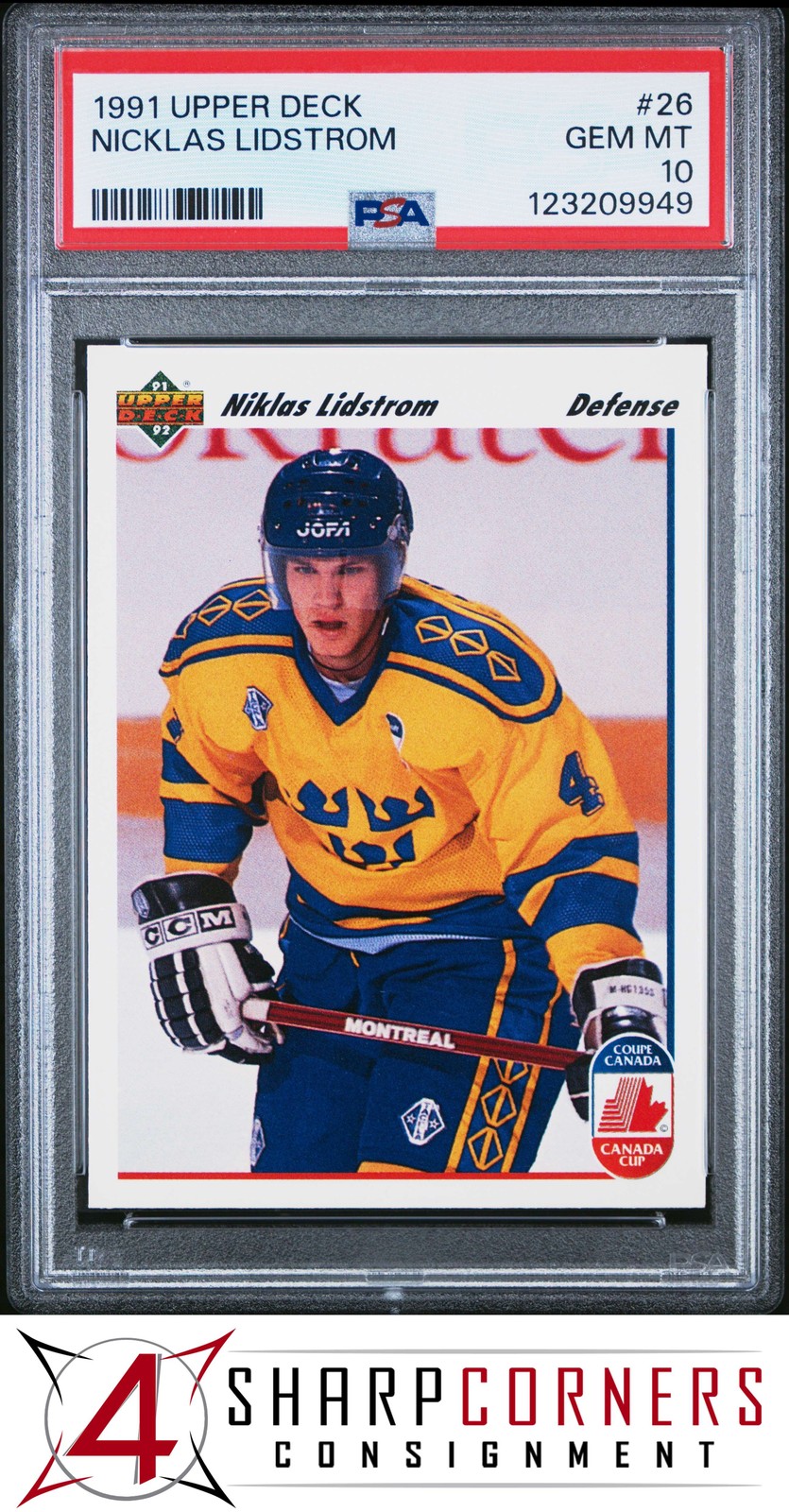 1991 UPPER DECK #26 NICKLAS NIKLAS LIDSTROM RC HOF PSA 10