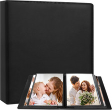 8X10 Photo Album, Leather Cover, Holds 168 Photos, Acid-Free Storage for Wedding
