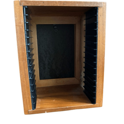 Vintage Wooden Rotating 15 CD Rack With Picture Frame