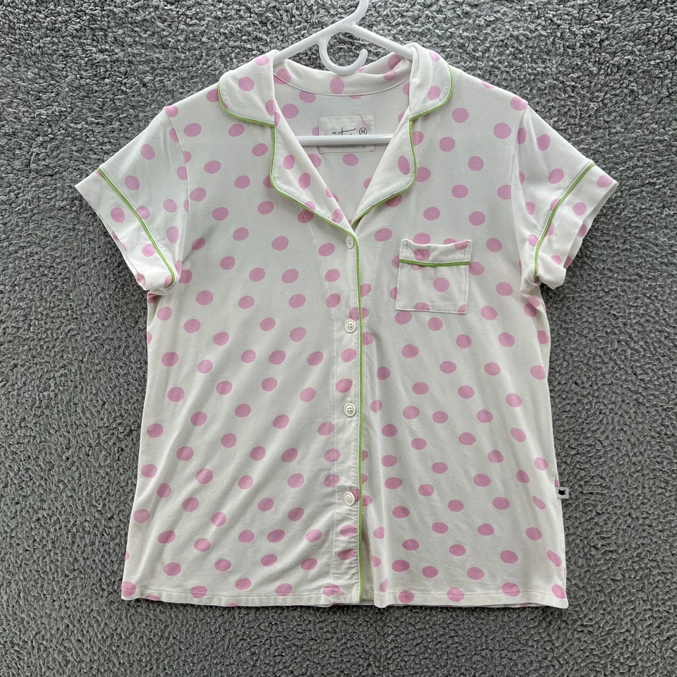 Conjunto de pijama feminino The Cats médio branco rosa bolinhas top calça roupa de dormir lounge - Imagem 2 de 4