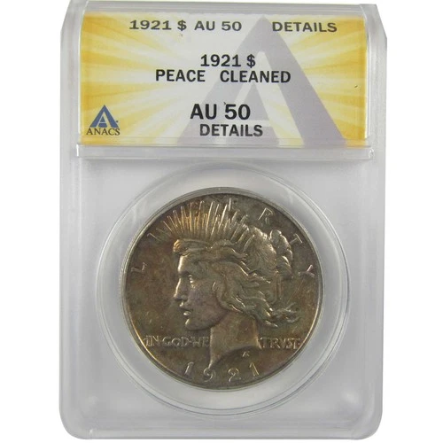 1921 High Relief Peace Dollar AU 50 Details ANACS Silver SKU:I21384