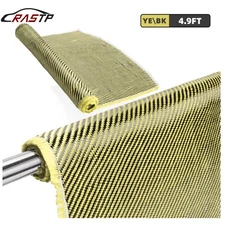 12" x 4.9FT Twill Weave Black Yellow Carbon Fiber Fabric Cloth (3K, 9oz,12"x59")