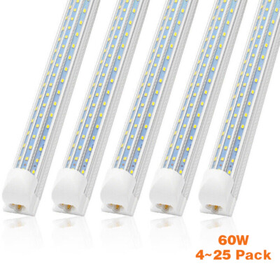 4FT T8 LED Tube Lights 6000K 60W 3 Row Garage Ceiling LED Shop Light Fixtures