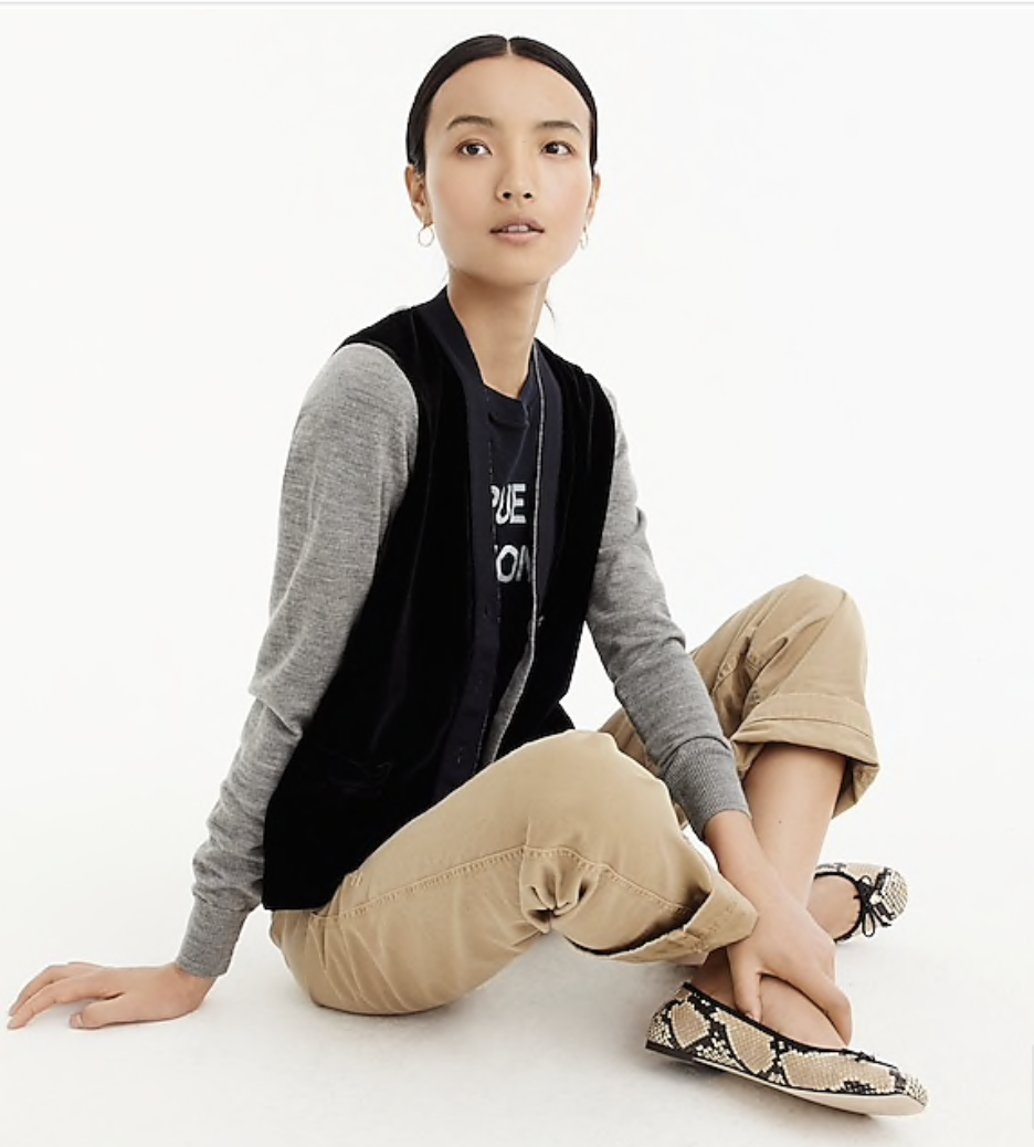 J CREW Harlow cardigan sweater with velvet front eBay