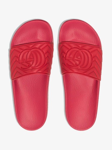 GUCCI GG Matelasse Quilted Slides Men’s Rubber Sandal Red 601041 Sz 8 G, US 9