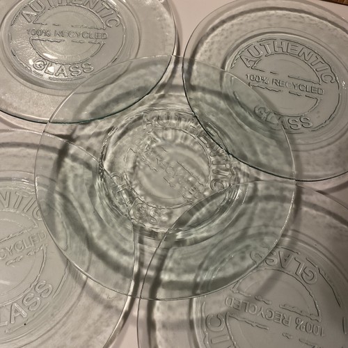 Set of 5 Authentic 100% Recycled Glass Dinner Plates 11 Inches Spain - Picture 3 of 9