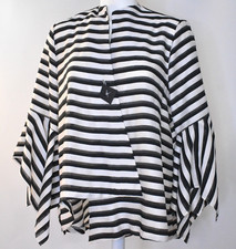 Joseph Ribkoff Jacket Black White Asymmetrical Blazer Stripes Mid Top Women 10