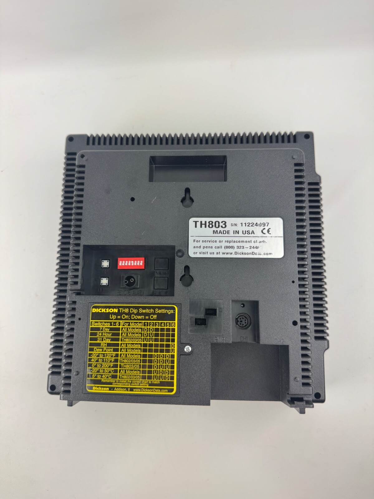 DICKSON TH803 TEMPERATURE AND HUMIDITY CHART RECORDER W/ CHANNEL 1 SENSOR