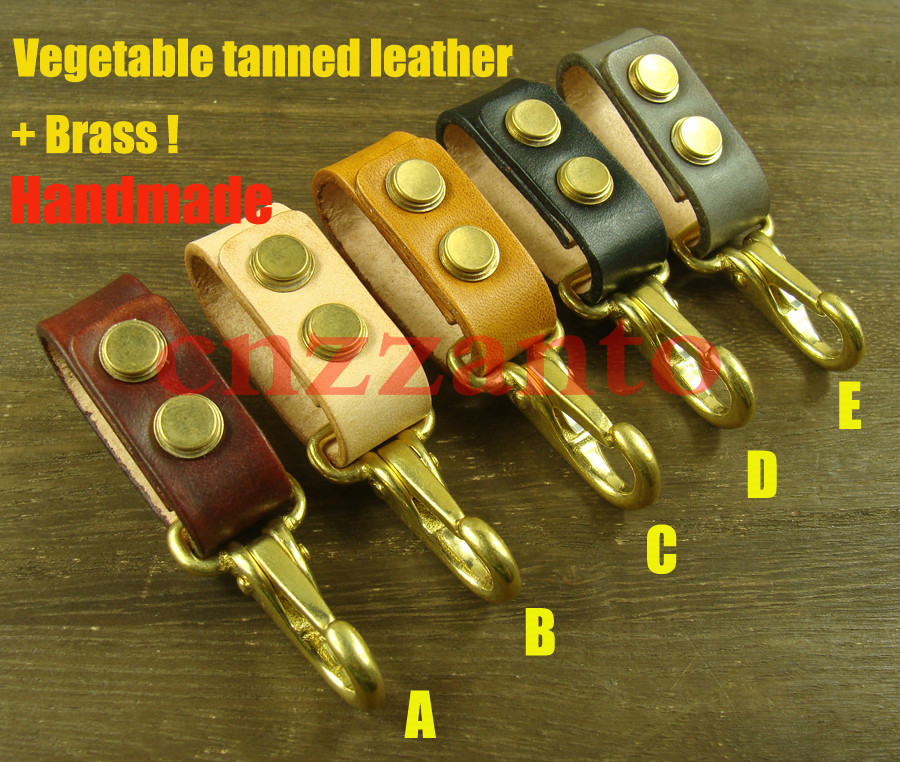 Solid brass + Top grain Genuine leather Pants Fob Wallet fat key Chain