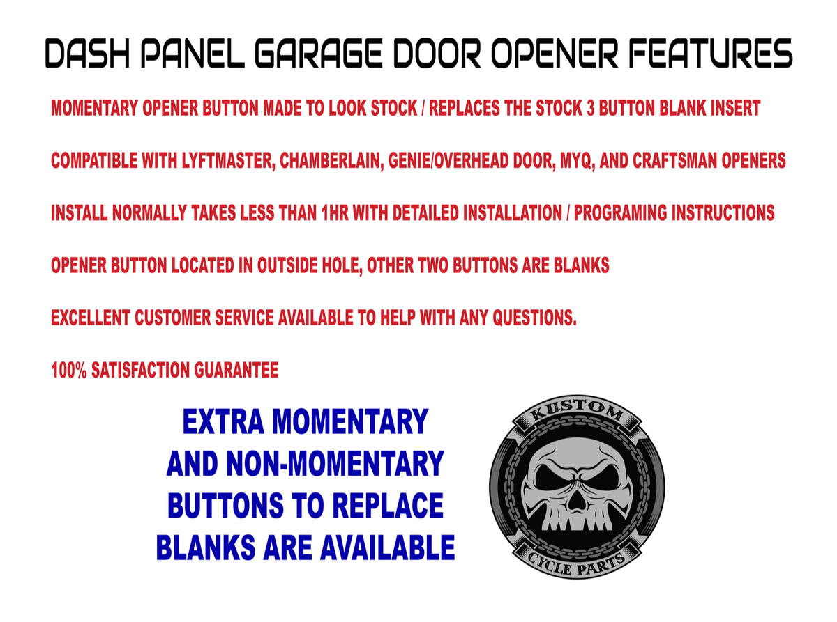 Switch Panel Garage Door Opener For 14 23 Harley Touring Model