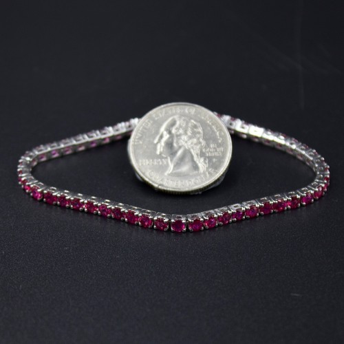 Luxury 6.4 Ct Natural Burmese Ruby Tennis Bracelet in 18K White Gold 7 Inches - Picture 9 of 9