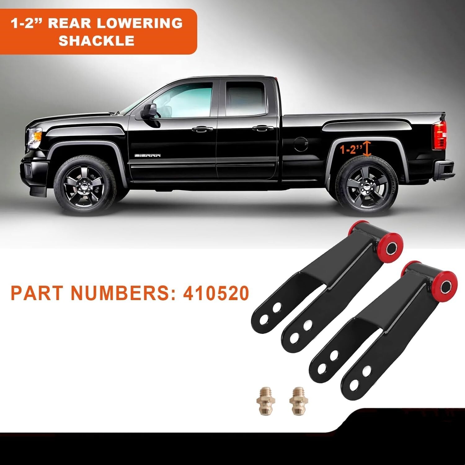 Rear Shackle Lift Kit 1.5 in or 2 in for 1988-1998 Chevy GMC C1500