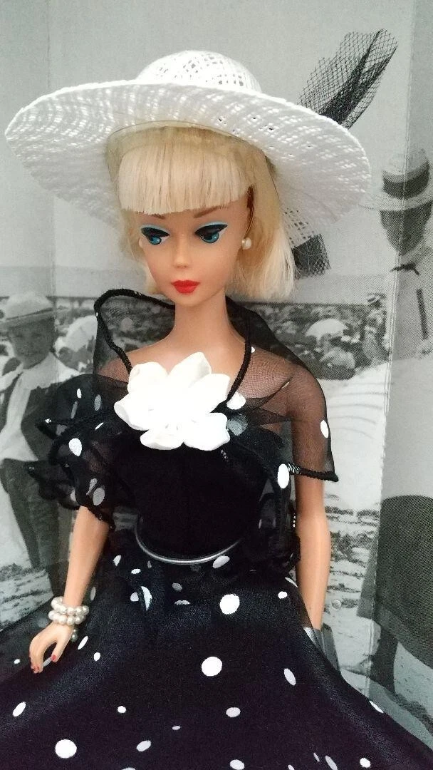 Barbie 1997 Beach Blanket Barbie Doll Convention San Diego Black Polka Dot Dress