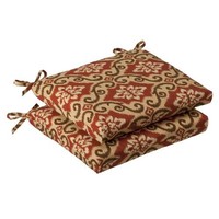 Pillow Perfect Indoor/outdoor Red/tan Damask Seat Cushion, Squared, 2-pack , Pillow Perfect Indoor/outdoor Red/tan Damask Seat Cushion, Squared, 2-pack ,