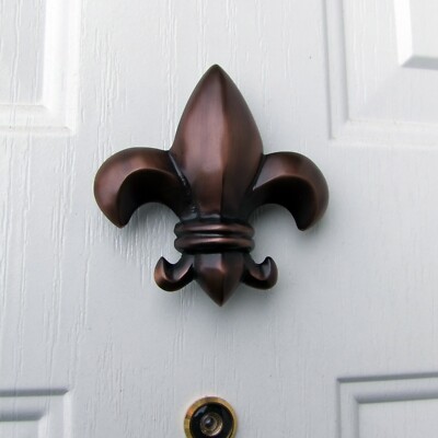 Fleur de Lys Door Knocker by Michael Healy - Oiled Bronze Finish (Premium Size )