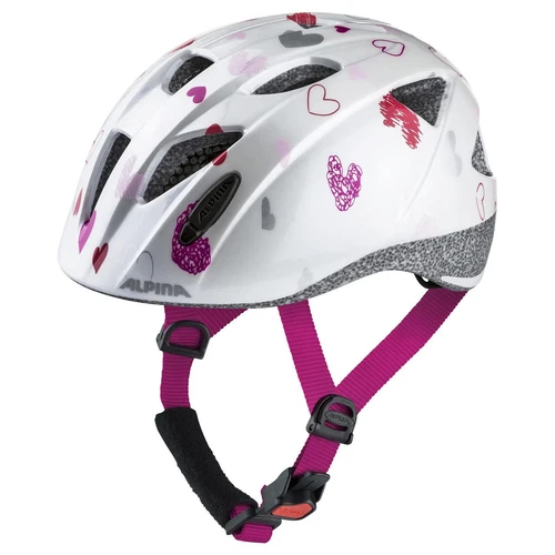 Alpina Kinder-Fahrradhelm XIMO Gr. 47-51 cm, white hearts gloss